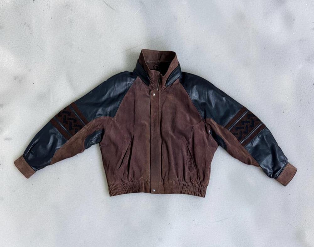 VTG 90s Cosi Suede Leather Bomber Jacket | Size XL Unisex | Brown Aztec Western
